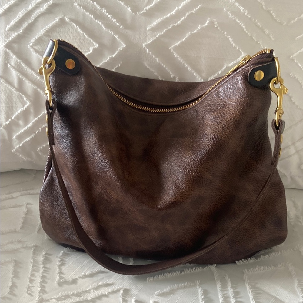 Handmade Elegant Brown Leather Hobo Bag